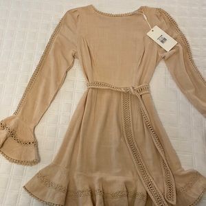 Saints and Secrets Beige Bell-Sleeve Dress